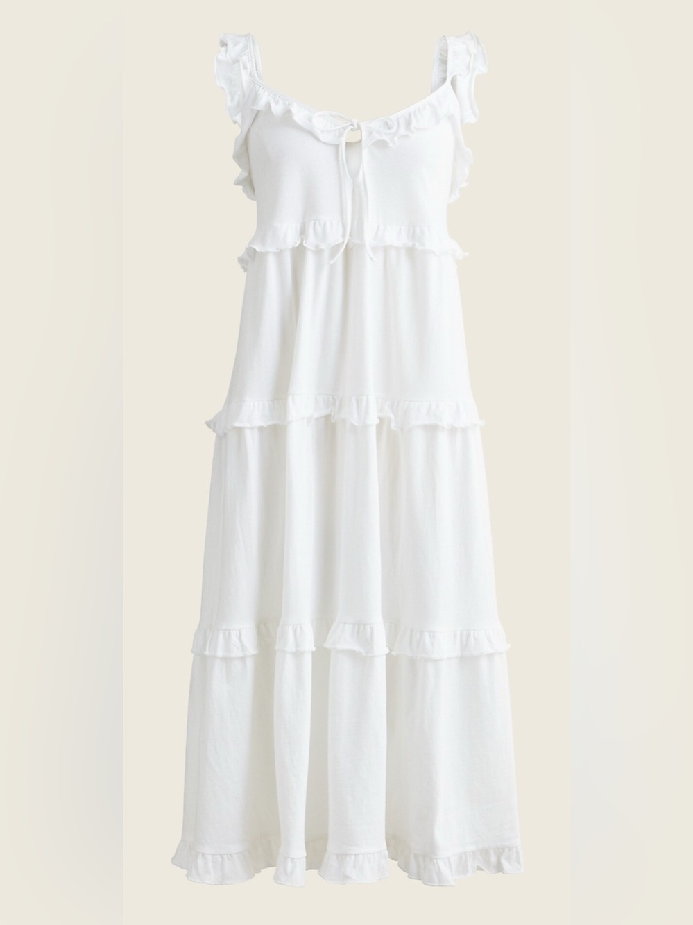 Jcrew white Tiered knit keyhole maxi dress NWT Medium